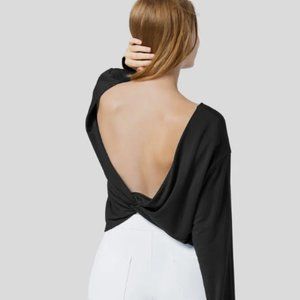 Halara Boat Neck Long Sleeve Twisted Solid Casual Sweatshirt